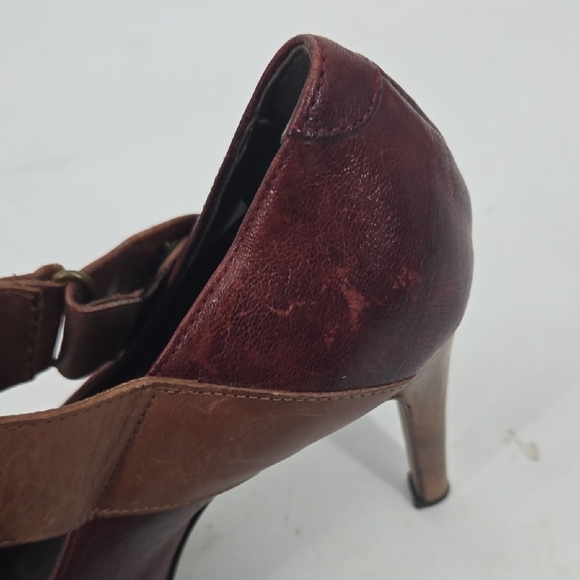 Joie Burgundy Leather Women's Wooden Platform Heels 40 US 10 - Picture 10 of 15